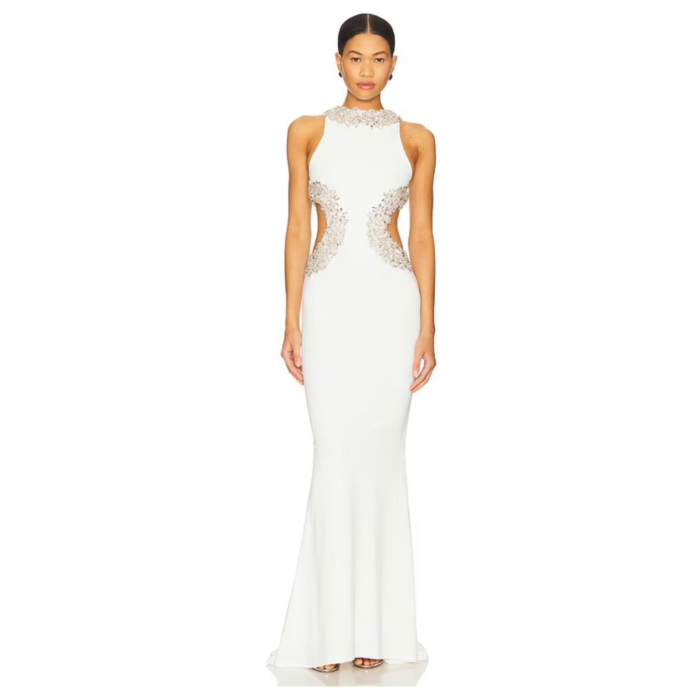 Bronx and Banco Camila Rhinestone Gown in White Size US 4 / Small $1175